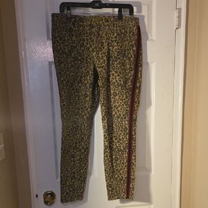 Sanctuary Leopard Animal Print Pants with Bold Red Striped Detail Size 30/10